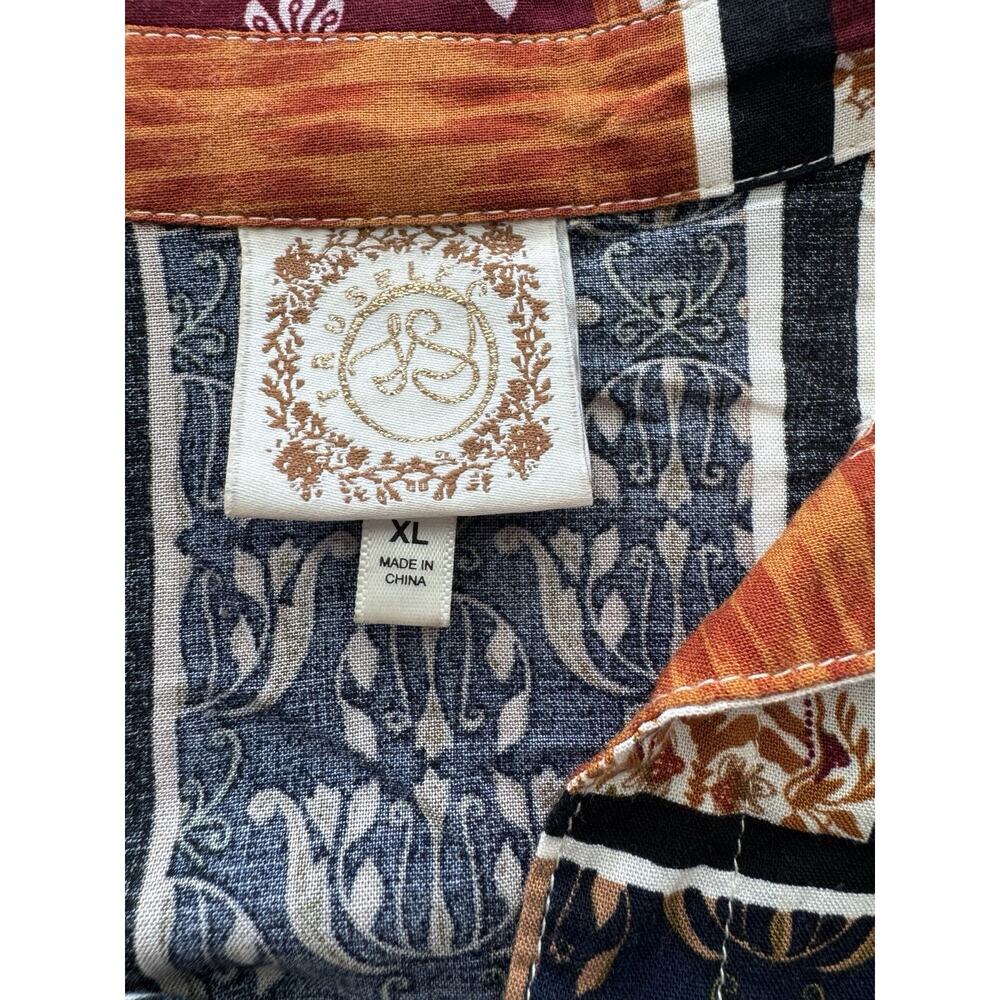 Tru Self Women's Shirt Blouse Mixed Patterns Patchwork Button Front Size XL - Picture 9 of 12